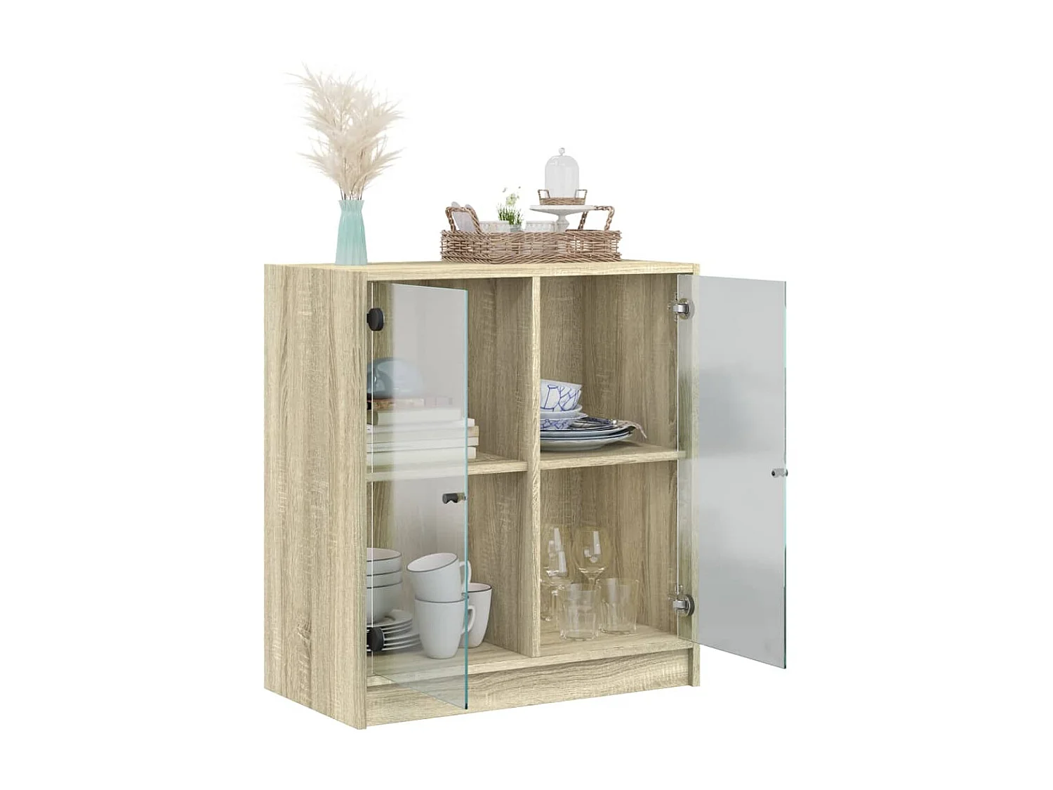 Armoire latérale avec portes en verre chêne sonoma 68x37x75,5cm FR46999