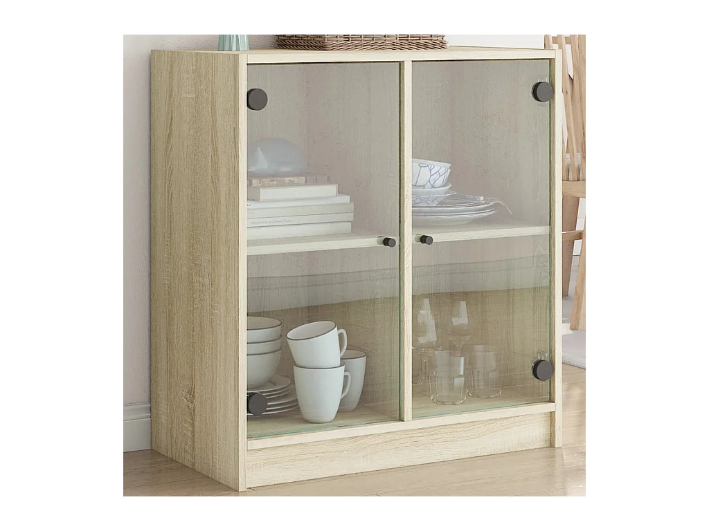 Armoire latérale avec portes en verre chêne sonoma 68x37x75,5cm FR46999
