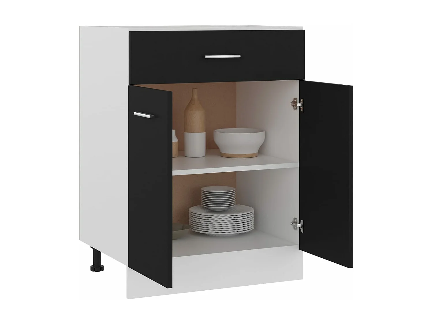 Armoire de plancher à tiroir Noir 60x46x81,5 cm Bois ingénierie FR99588