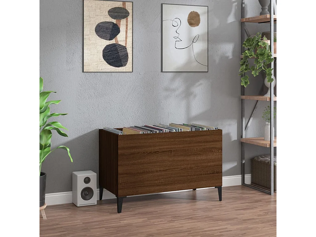 Armoire à disques chêne marron 74,5x38x48 cm bois d'ingénierie FR72231