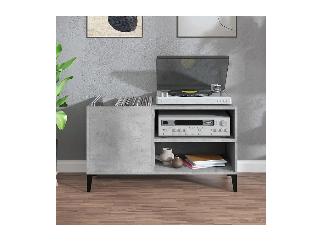 Armoire à disques gris béton 84,5x38x48 cm bois d'ingénierie FR92282