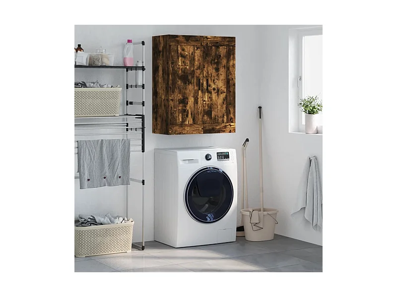 Armario de pared madera ingeniería roble ahumado 69,5x34x90 cm ES637702