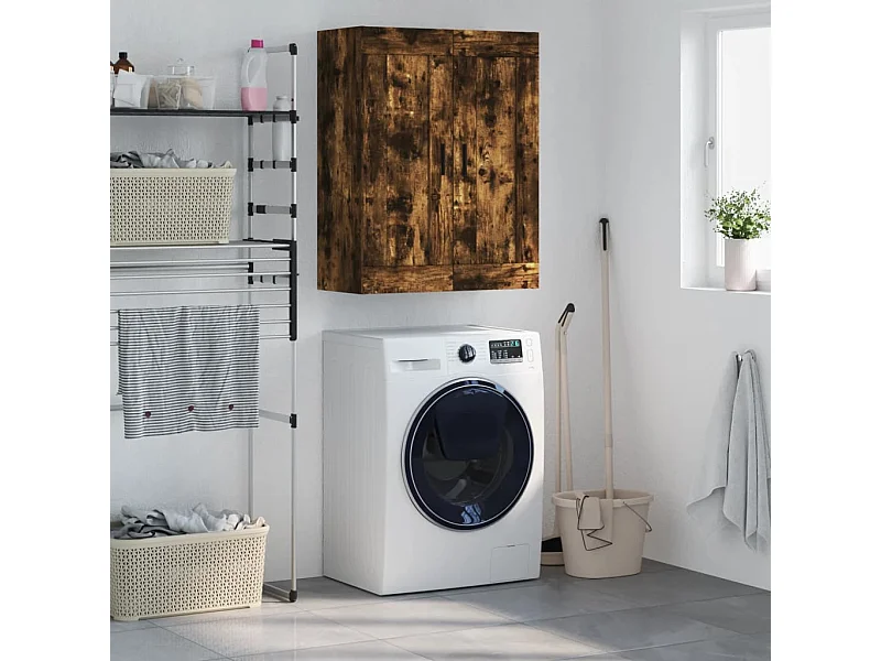 Armoire murale chêne fumé 69,5x34x90 cm bois d'ingénierie FR13071