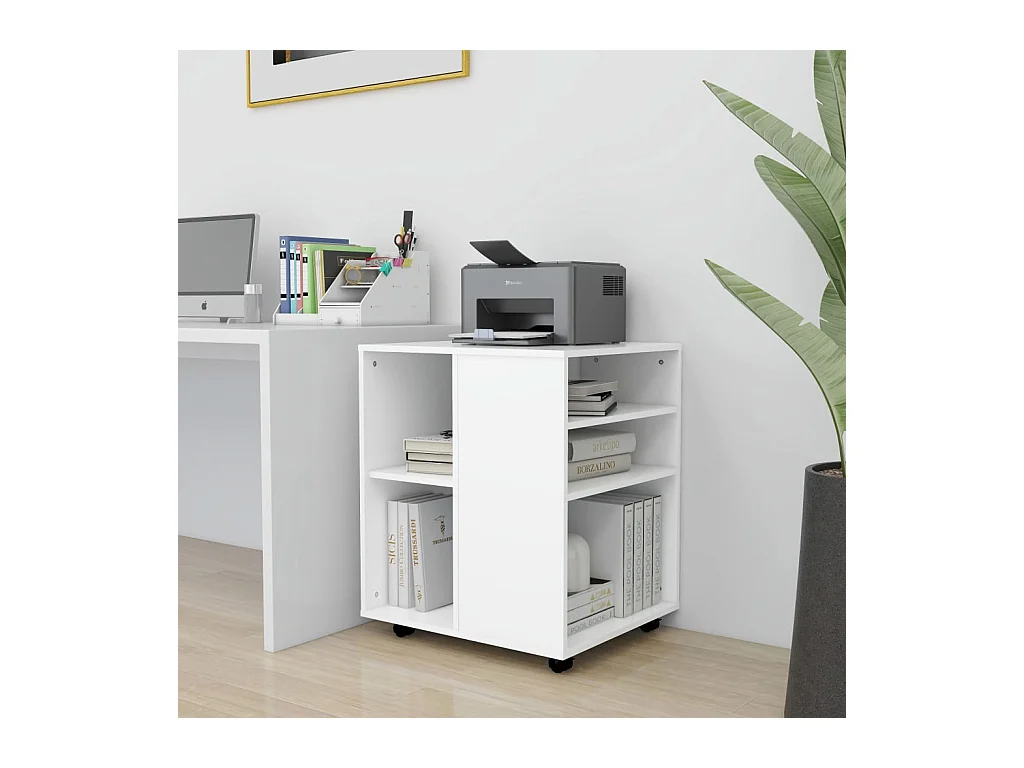 Armoire à roulettes Blanc 60x53x72 cm Aggloméré FR45078