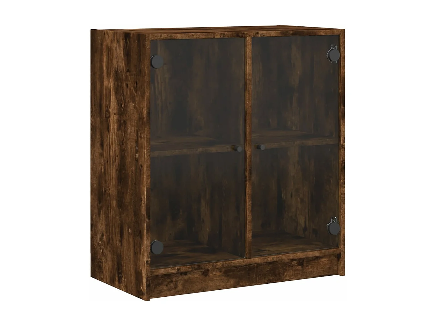 Armoire latérale avec portes en verre chêne fumé 68x37x75,5 cm FR62996