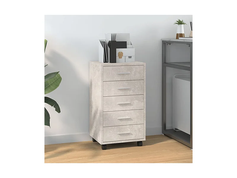 Cajonera con ruedas madera contrachapada gris hormigón ES960996