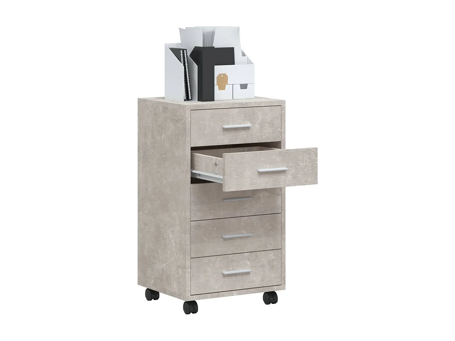 Armoire à tiroirs avec roulettes Gris béton Bois d'ingénierie FR46403