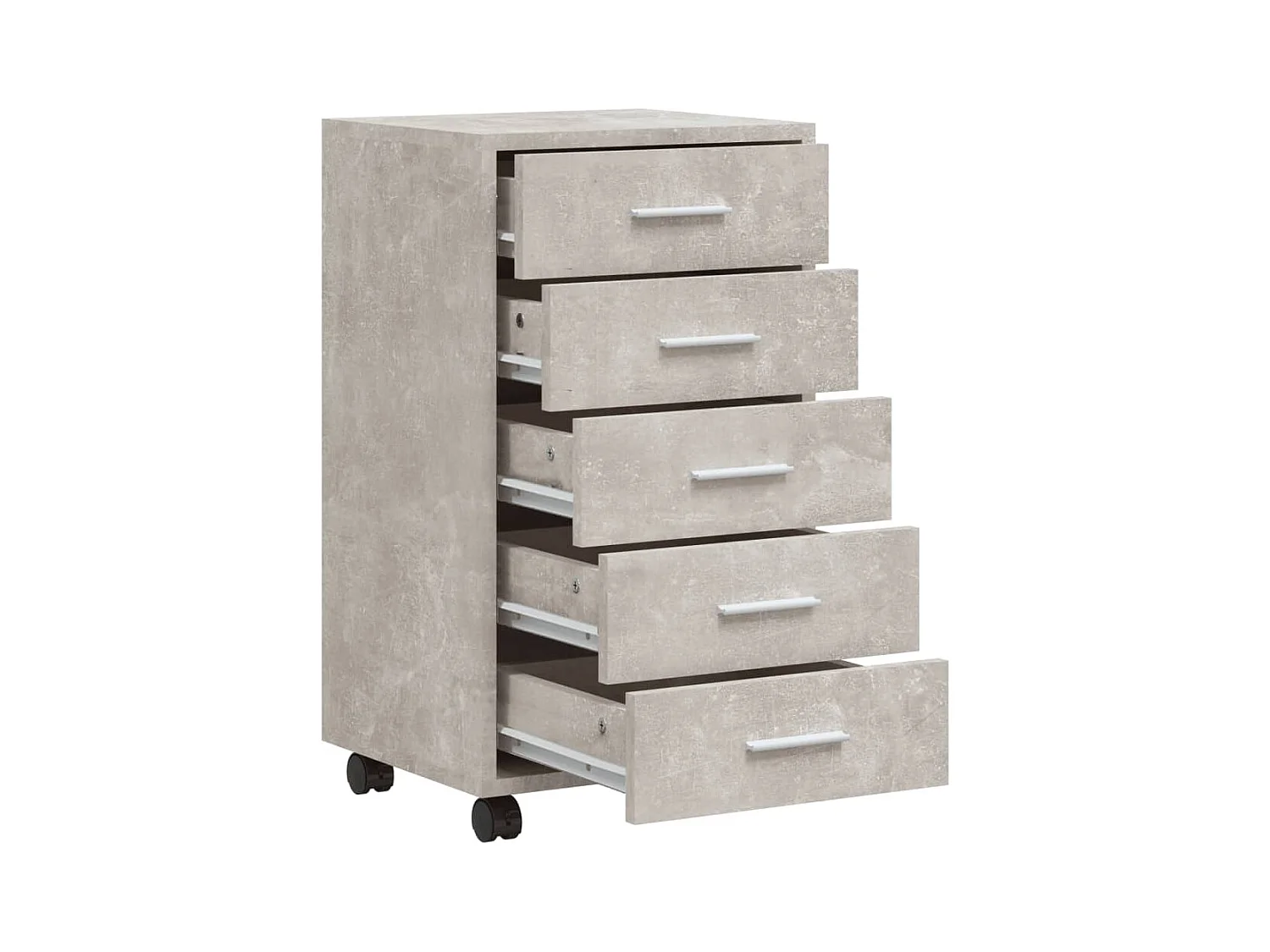 Ladekast met wieltjes bewerkt hout betongrijs BE584389