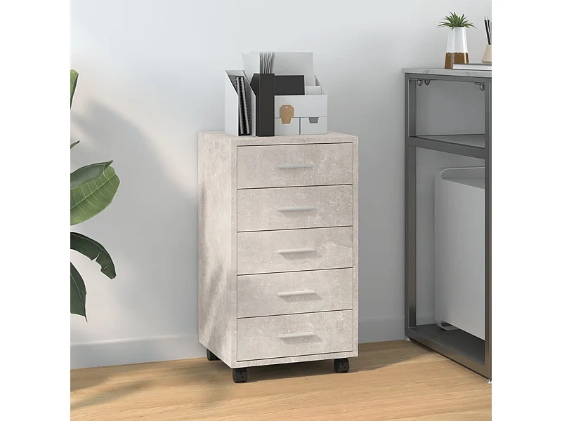 Armoire à tiroirs avec roulettes Gris béton Bois d'ingénierie FR46403