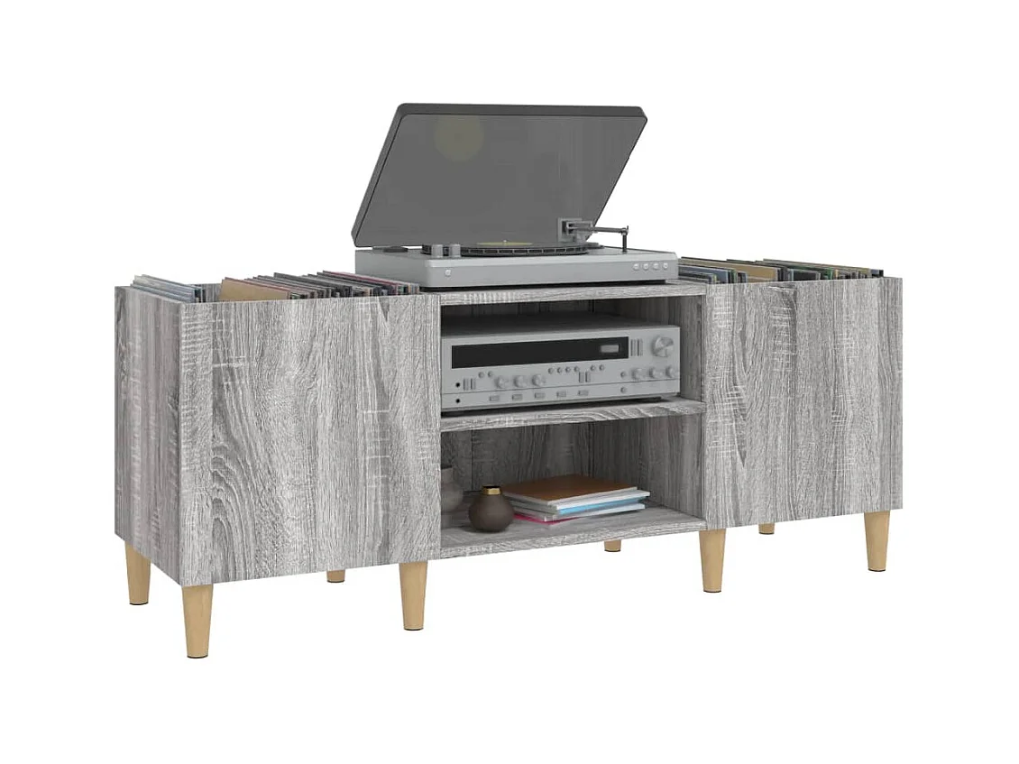 Mueble para discos madera contrachapada gris sonoma 121x38x48cm ES915641