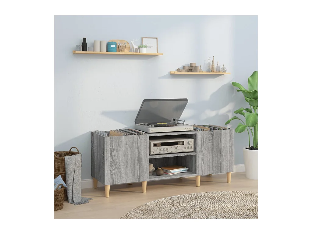 Mueble para discos madera contrachapada gris sonoma 121x38x48cm ES915641