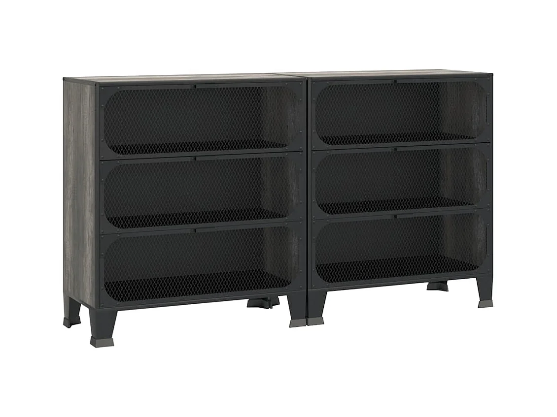 Armoires de rangement 2 pcs Gris 72x36x82 cm Métal et MDF FR50887
