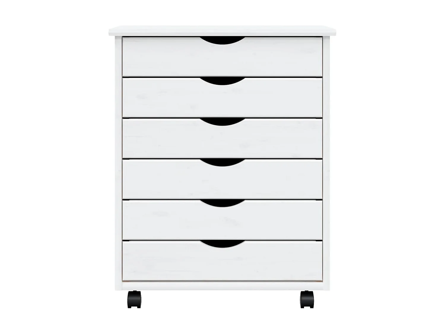 Armoire roulante avec tiroirs MOSS blanc bois de pin solide FR49616