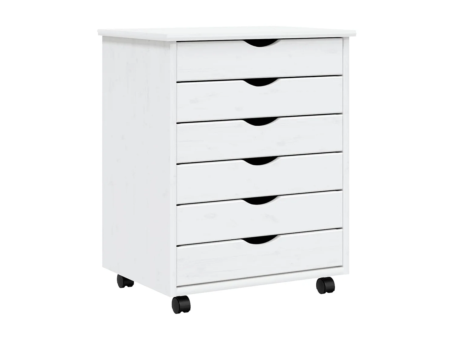 Ladekast MOSS verrijdbaar massief grenenhout wit BE574438