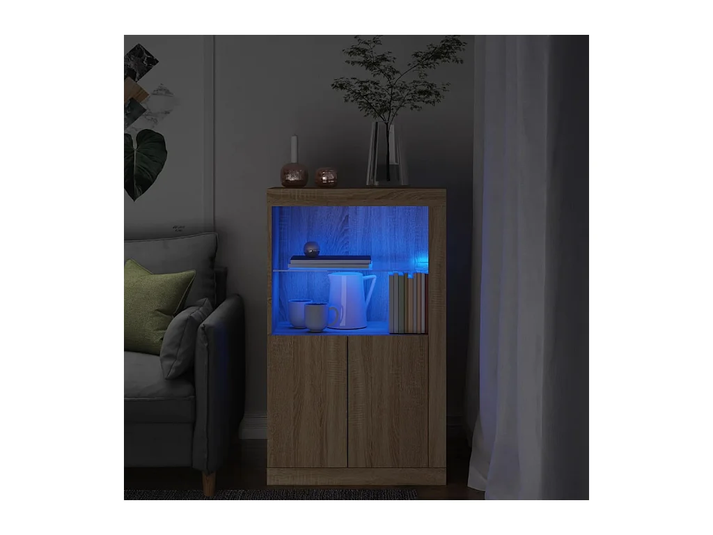 Armoire latérale avec lumières LED chêne sonoma FR31894