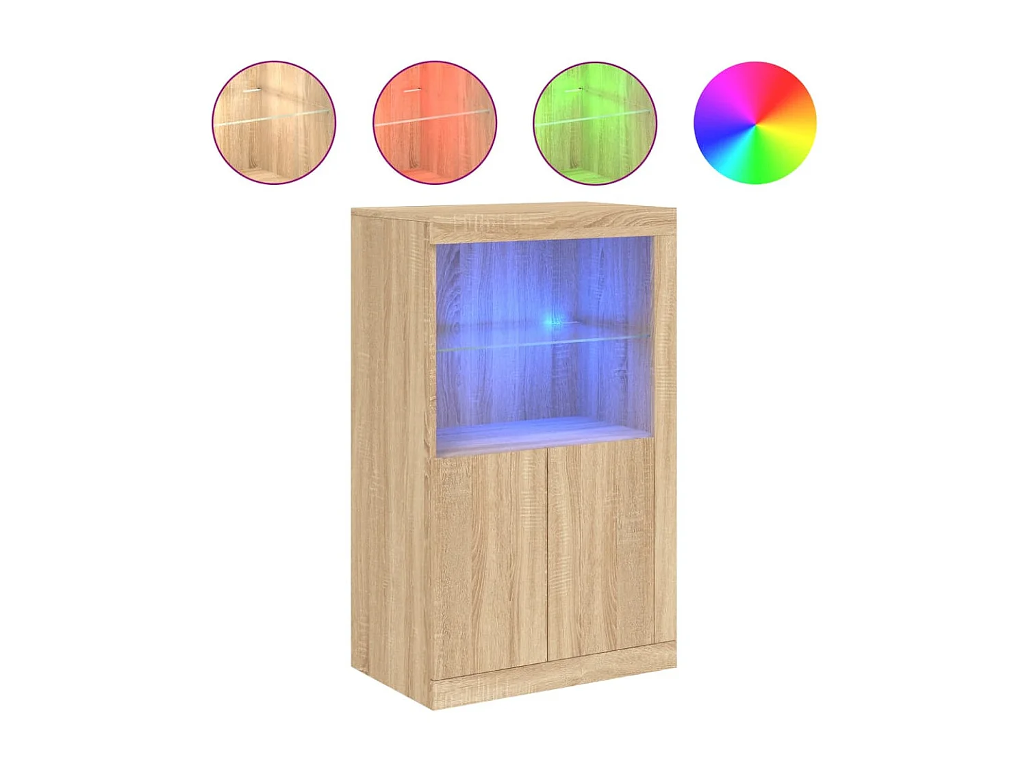 Armoire latérale avec lumières LED chêne sonoma FR31894