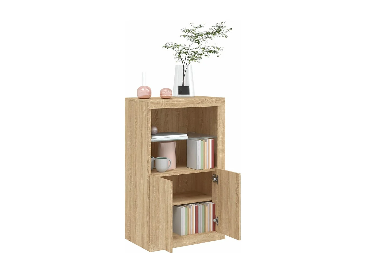Armoire latérale avec lumières LED chêne sonoma FR31894