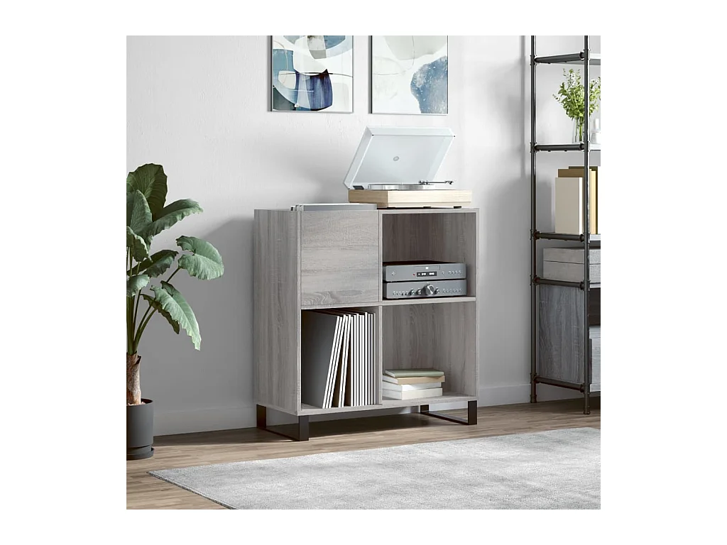 Mueble discos madera contrachapada gris Sonoma 84,5x38x89 cm ES371794