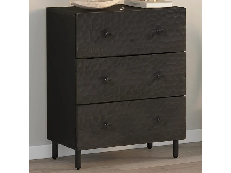 Armoire latérale noir 60x33x75 cm bois massif de manguier FR97866