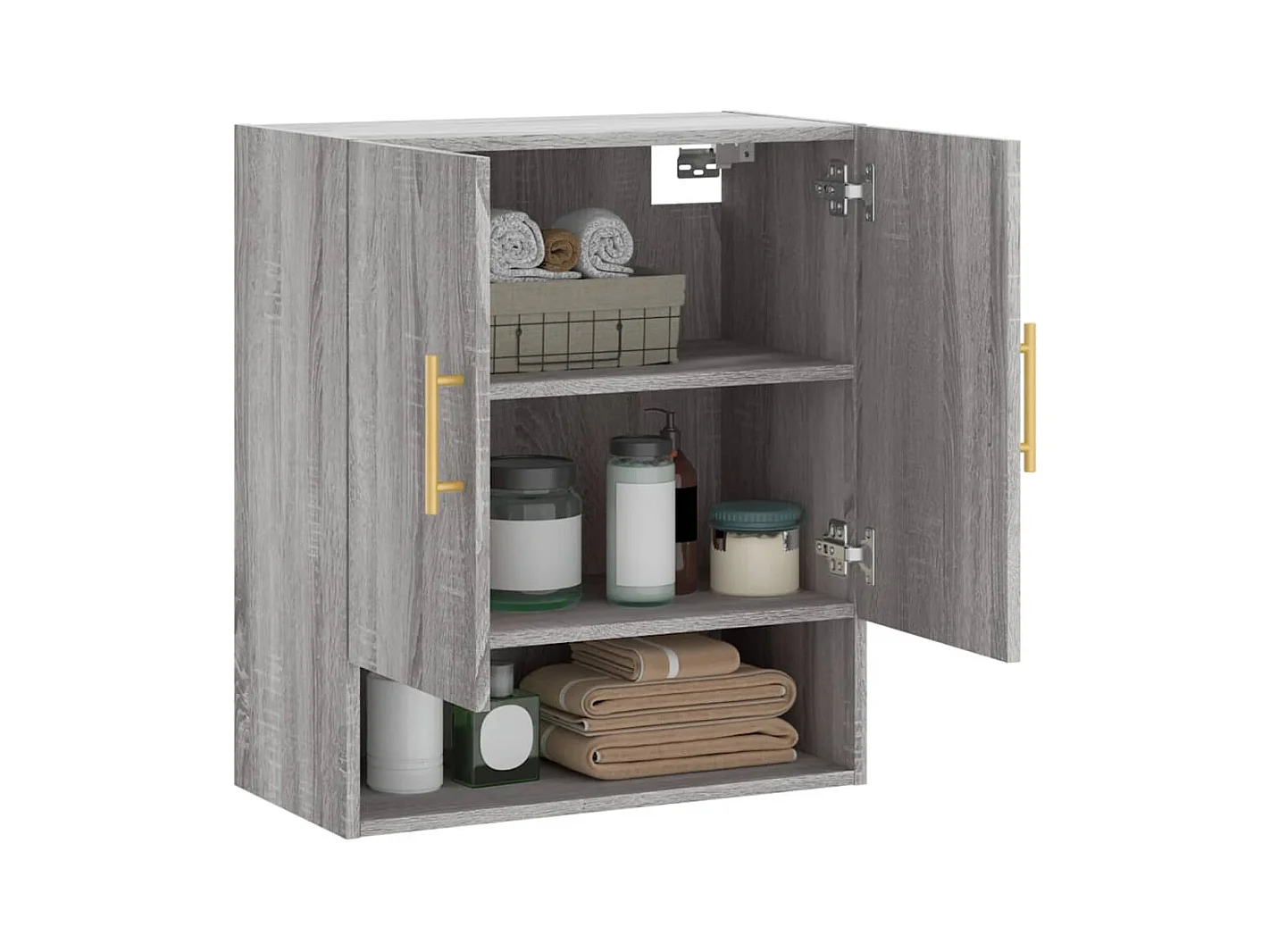 Wandkast 60x31x70 cm bewerkt hout grijs sonoma eikenkleurig BE452825