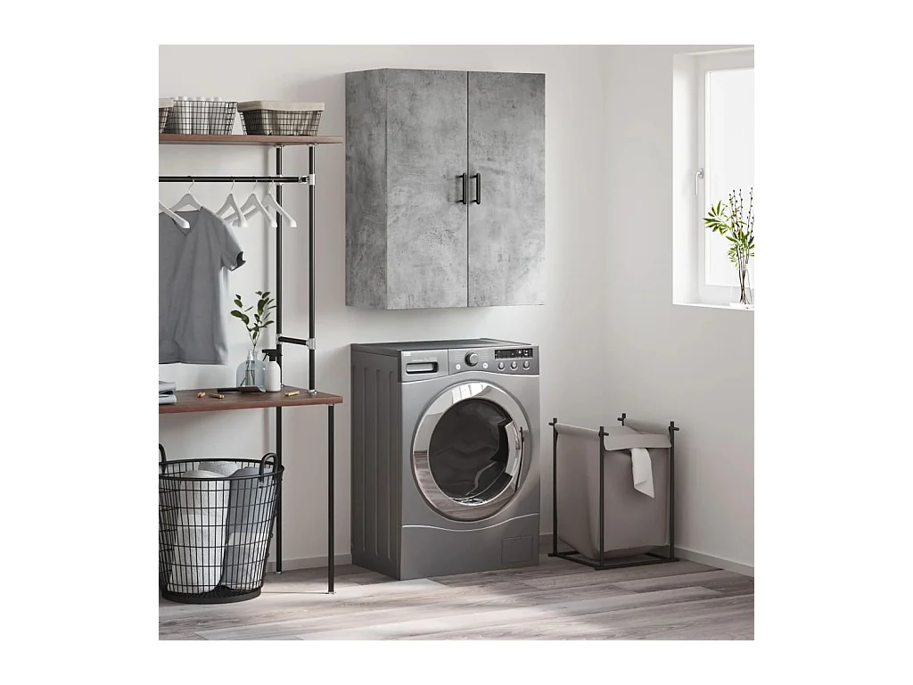 Armoire murale gris béton 69,5x34x90 cm FR55939