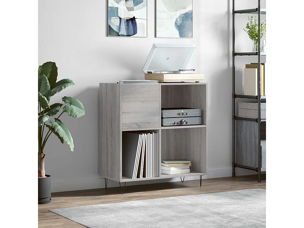 Armoire à disques sonoma gris 84,5x38x89 cm bois d'ingénierie FR67898