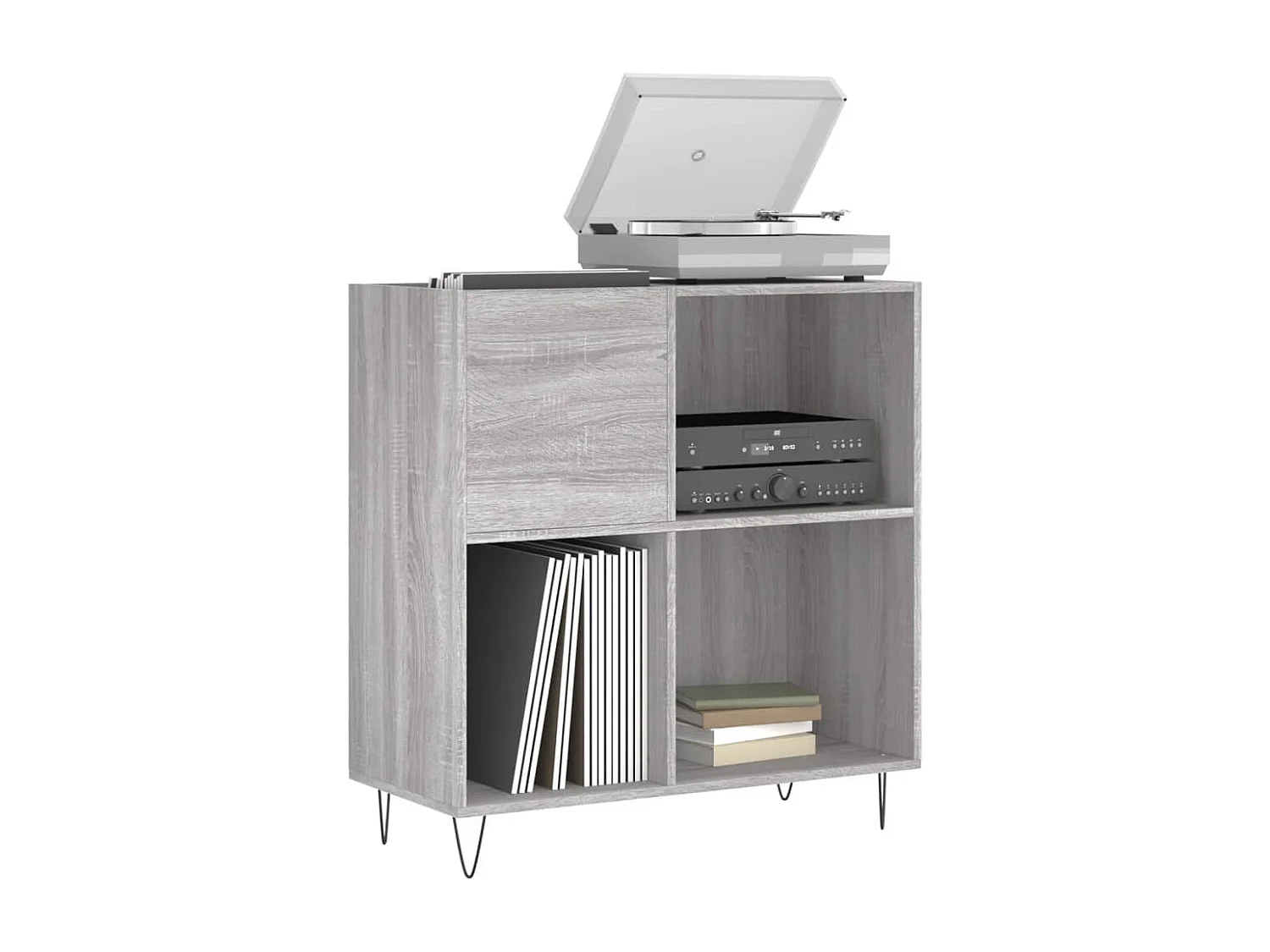 Armoire à disques sonoma gris 84,5x38x89 cm bois d'ingénierie FR67898