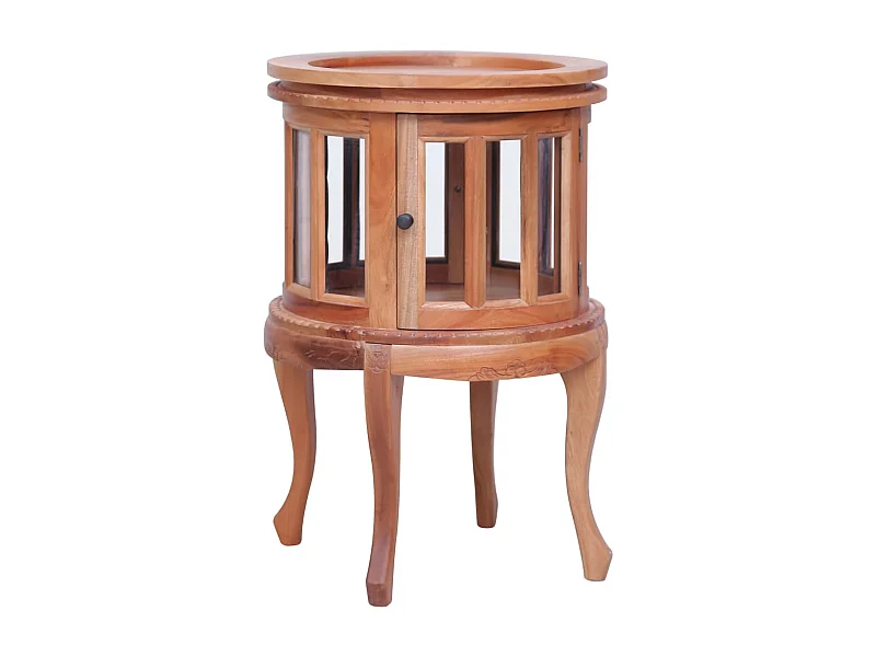 Armario vitrina de madera maciza de caoba natural 50x50x76 cm ES987797