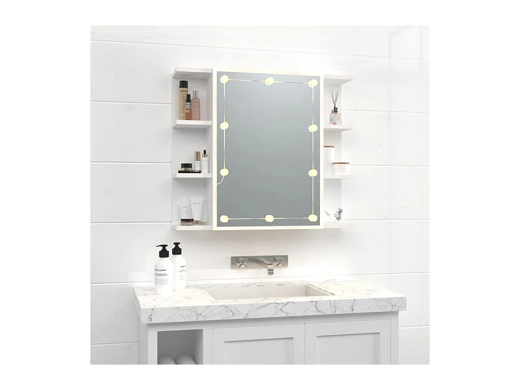 Spiegelkast met LED-verlichting 70x16,5x60 cm wit BE313737