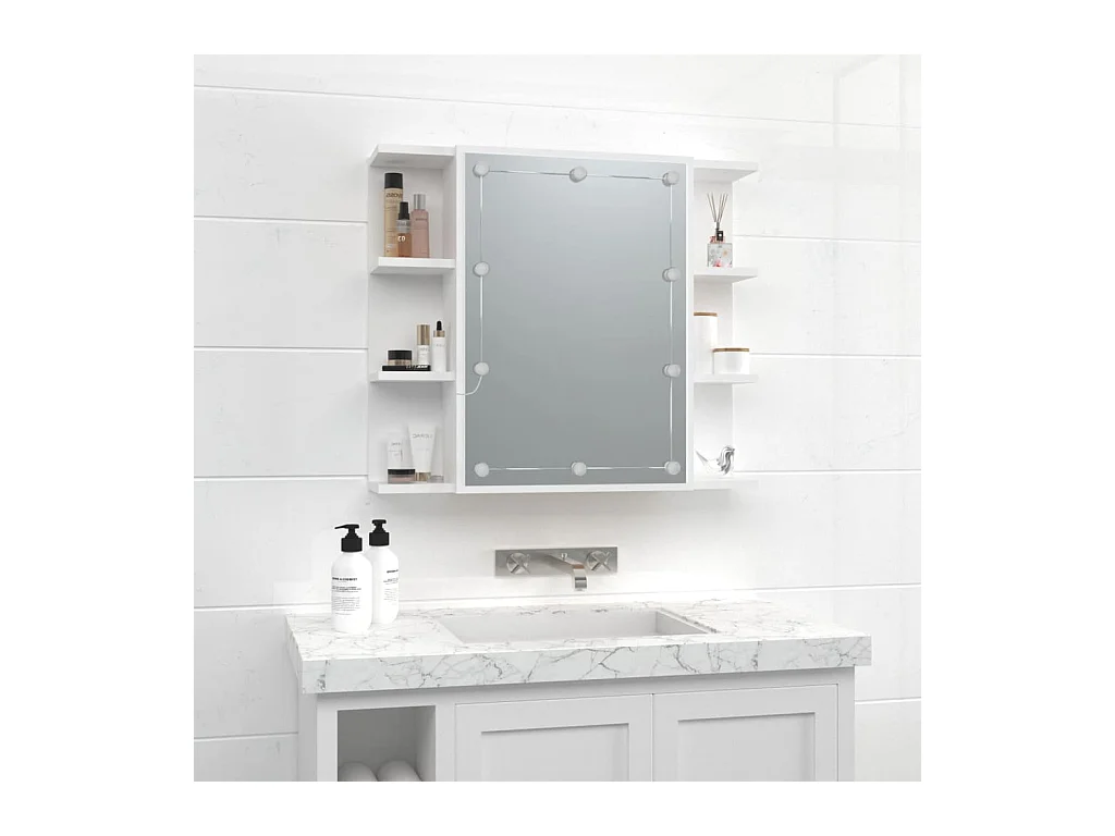Spiegelkast met LED-verlichting 70x16,5x60 cm wit BE313737