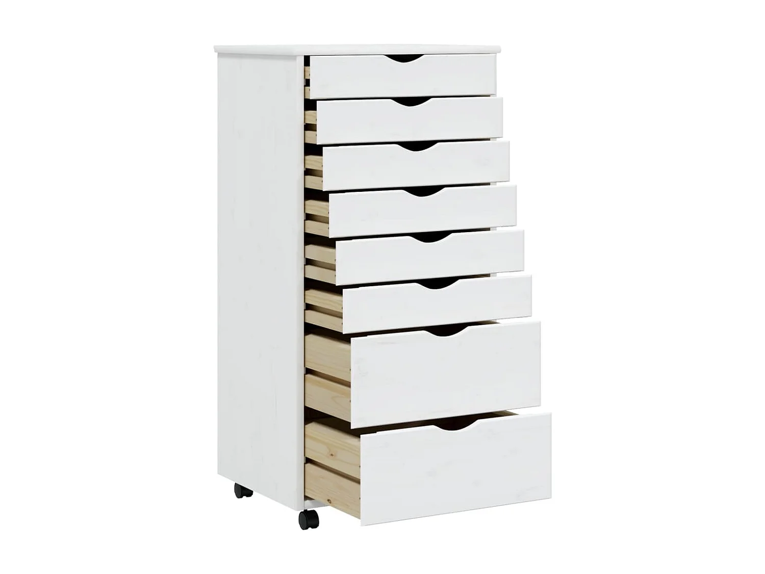 Armoire roulante avec tiroirs MOSS blanc bois de pin solide FR13381