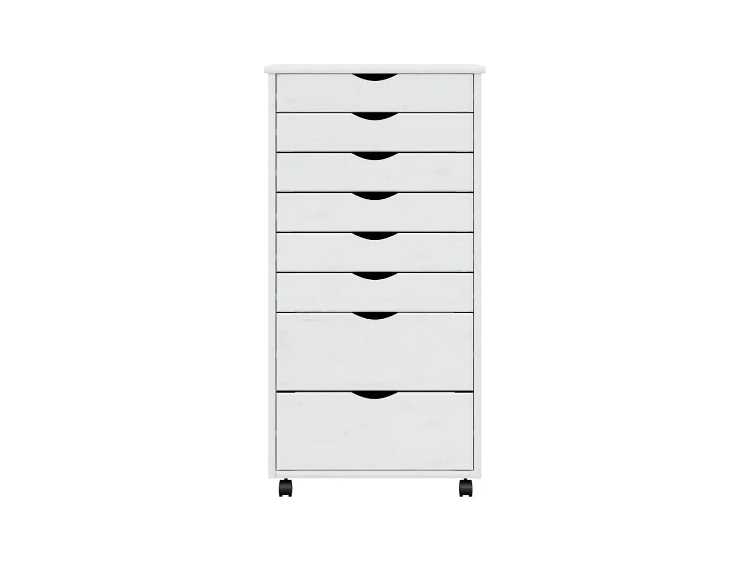 Armoire roulante avec tiroirs MOSS blanc bois de pin solide FR13381