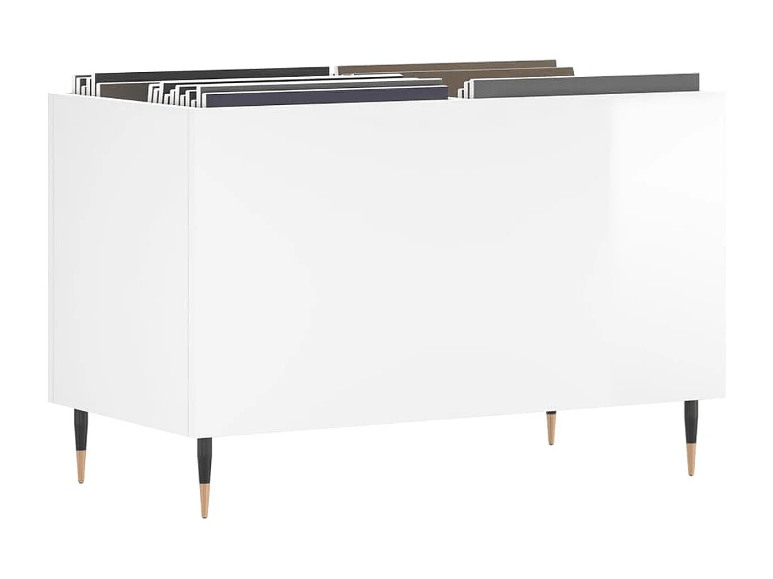 Armoire à disques blanc brillant 74,5x38x48cm bois d'ingénierie FR63565