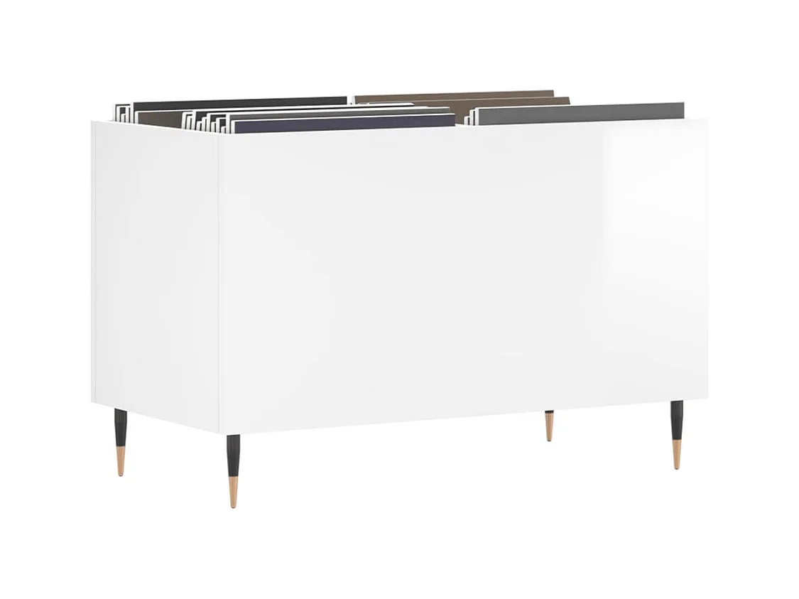 Armoire à disques blanc brillant 74,5x38x48cm bois d'ingénierie FR63565
