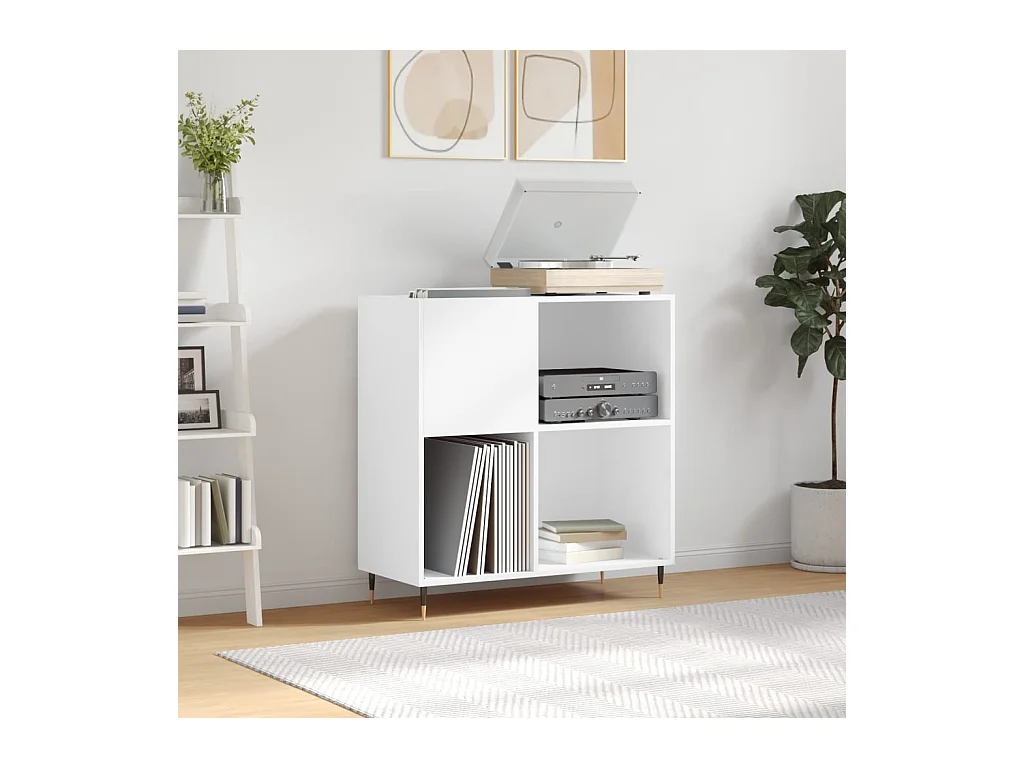 Armoire à disques blanc 84,5x38x89 cm bois d'ingénierie FR74057