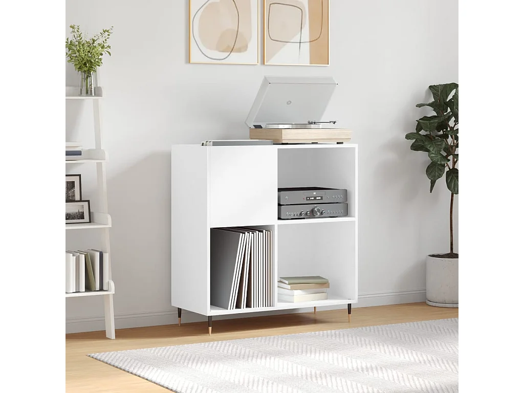 Armário para discos 84,5x38x89 cm derivados de madeira branco PT248519