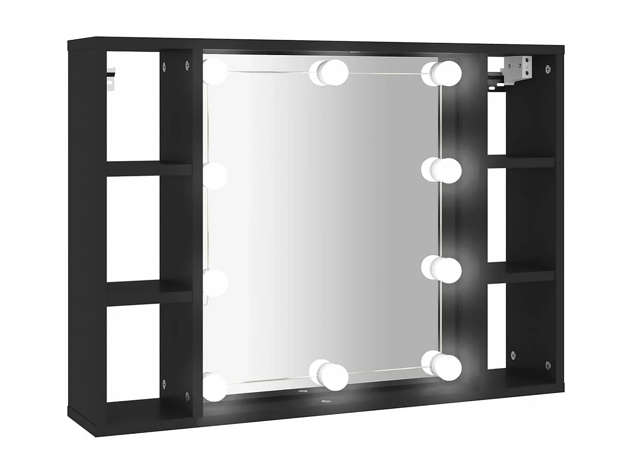 Spiegelkast met LED-verlichting 76x15x55 cm zwart BE215286