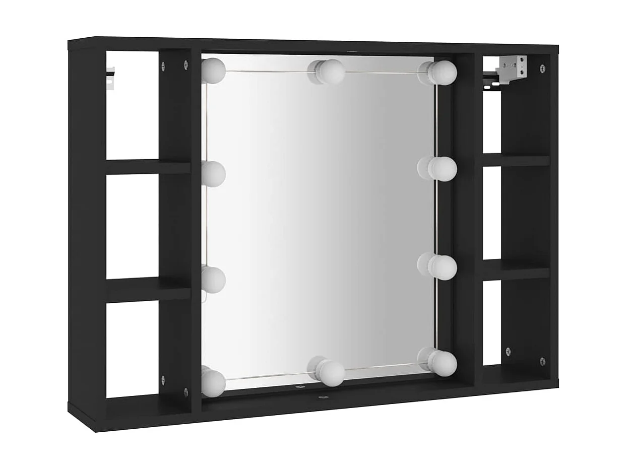 Armoire à miroir avec LED noir 76x15x55 cm FR24859