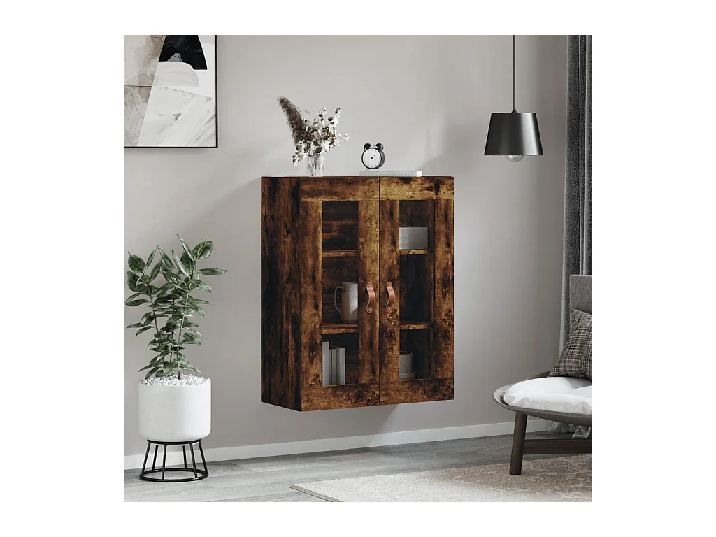 Armoire murale chêne fumé 69,5x34x90 cm FR53252