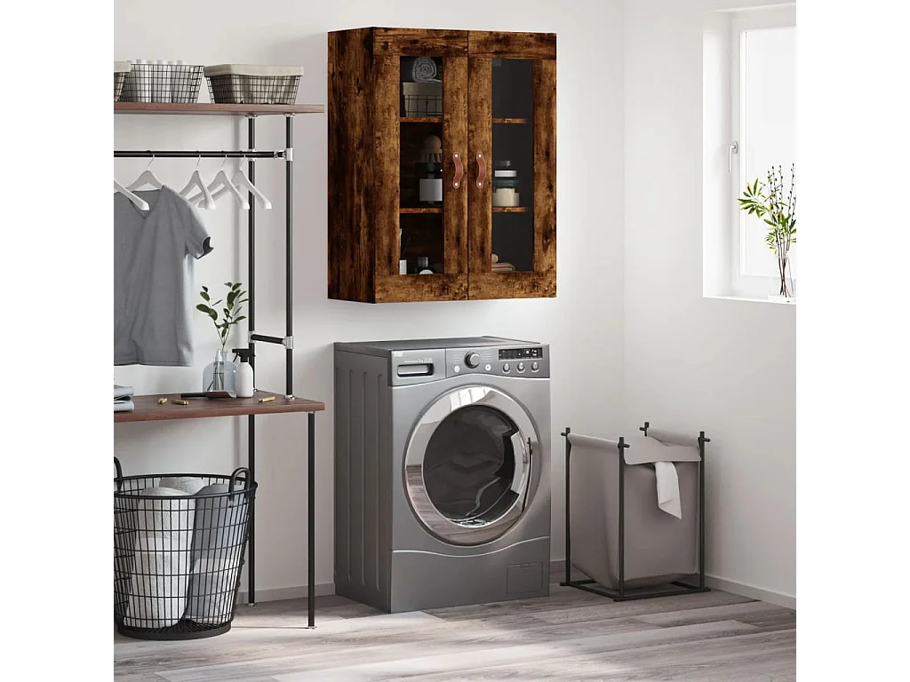 Armoire murale chêne fumé 69,5x34x90 cm FR53252