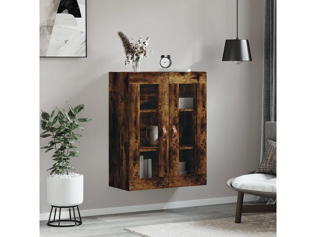 Armoire murale chêne fumé 69,5x34x90 cm FR53252