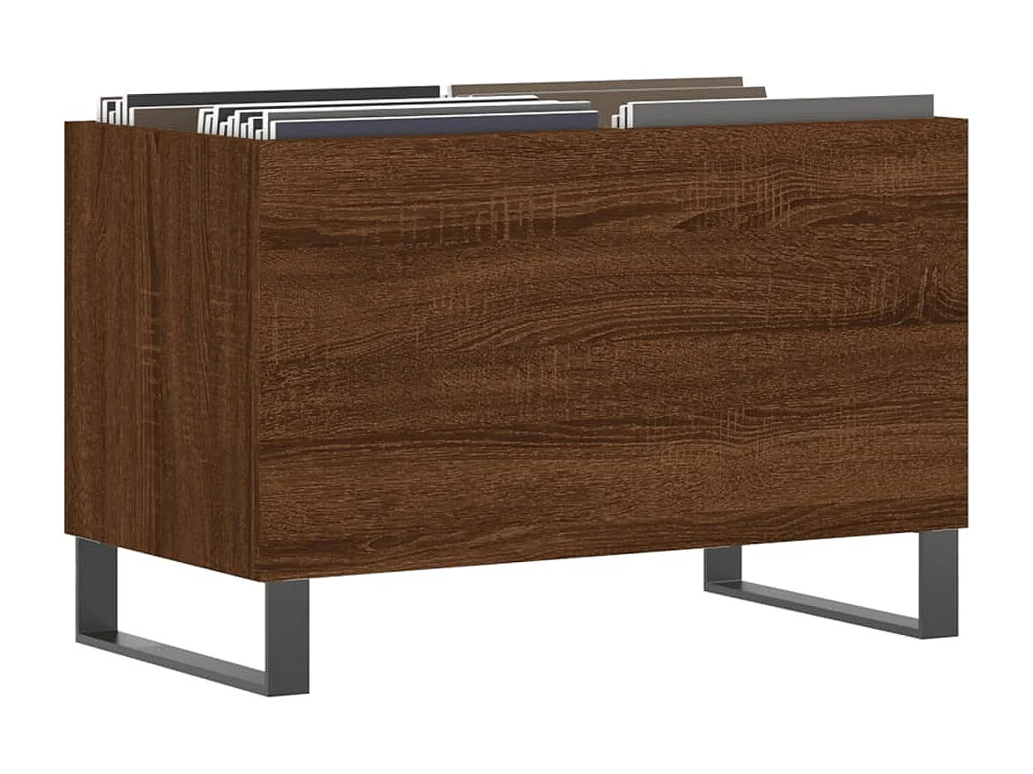 Platenkast 74,5x38x48 cm bewerkt hout bruin eikenkleur BE979206