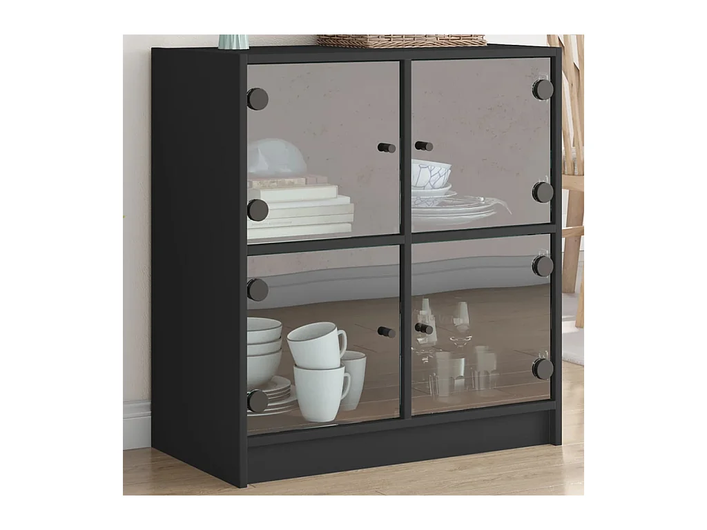 Armoire latérale avec portes en verre noir 68x37x75,5 cm FR38885