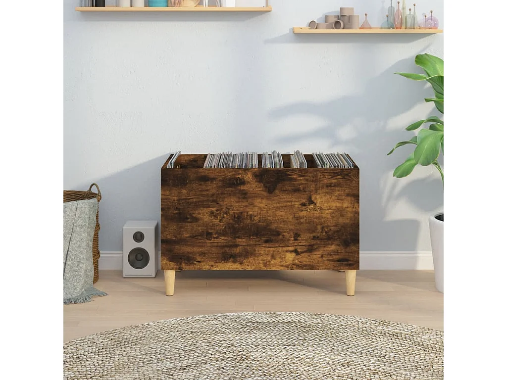 Armário p/ discos 74,5x38x48 cm deriv. madeira carvalho fumado PT233984