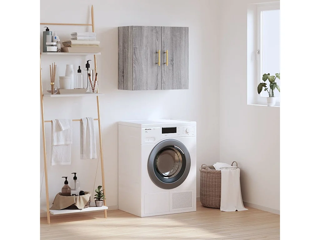 Wandkast 60x31x60 cm bewerkt hout grijs sonoma eikenkleurig BE239976