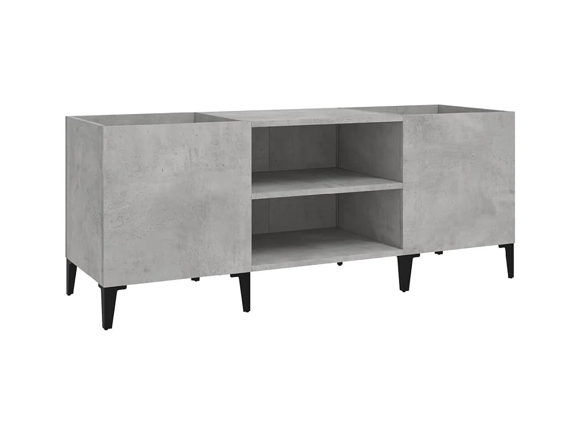 Platenkast 121x38x48 cm bewerkt hout betongrijs BE566324