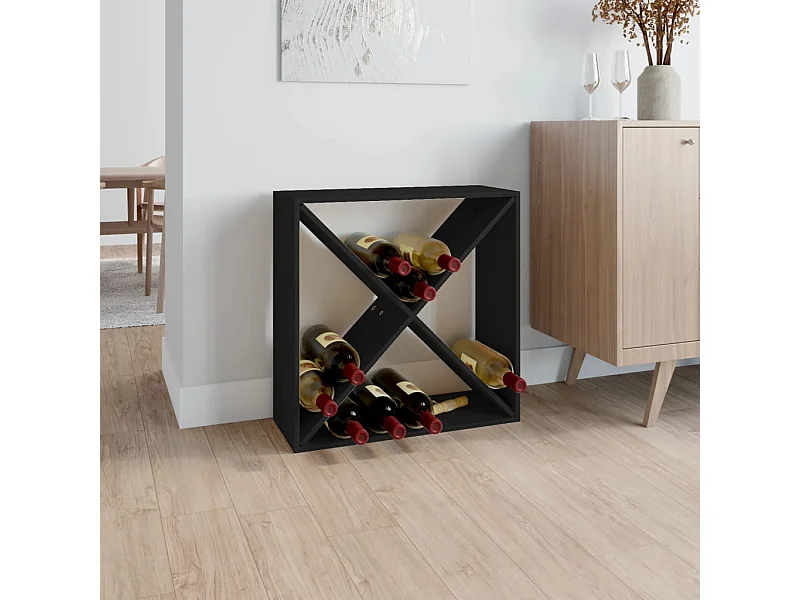 Botellero de madera maciza de pino negro 62x25x62 cm ES924423