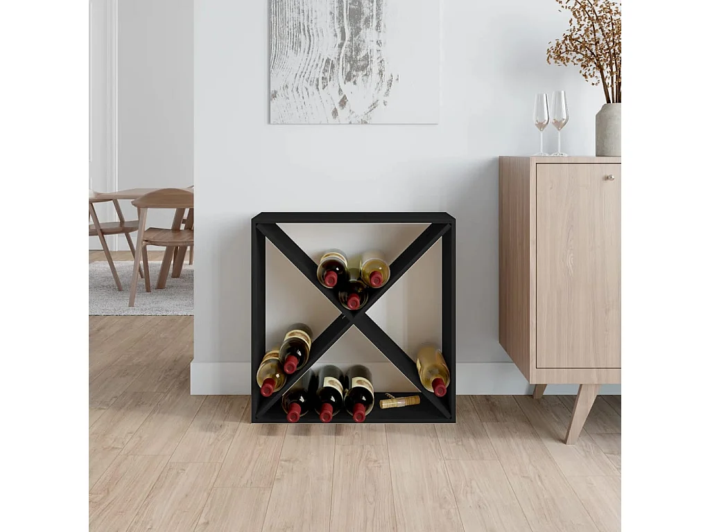 Botellero de madera maciza de pino negro 62x25x62 cm ES924423