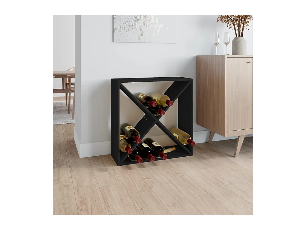 Armoire à vin Noir 62x25x62 cm Bois de pin massif FR38088