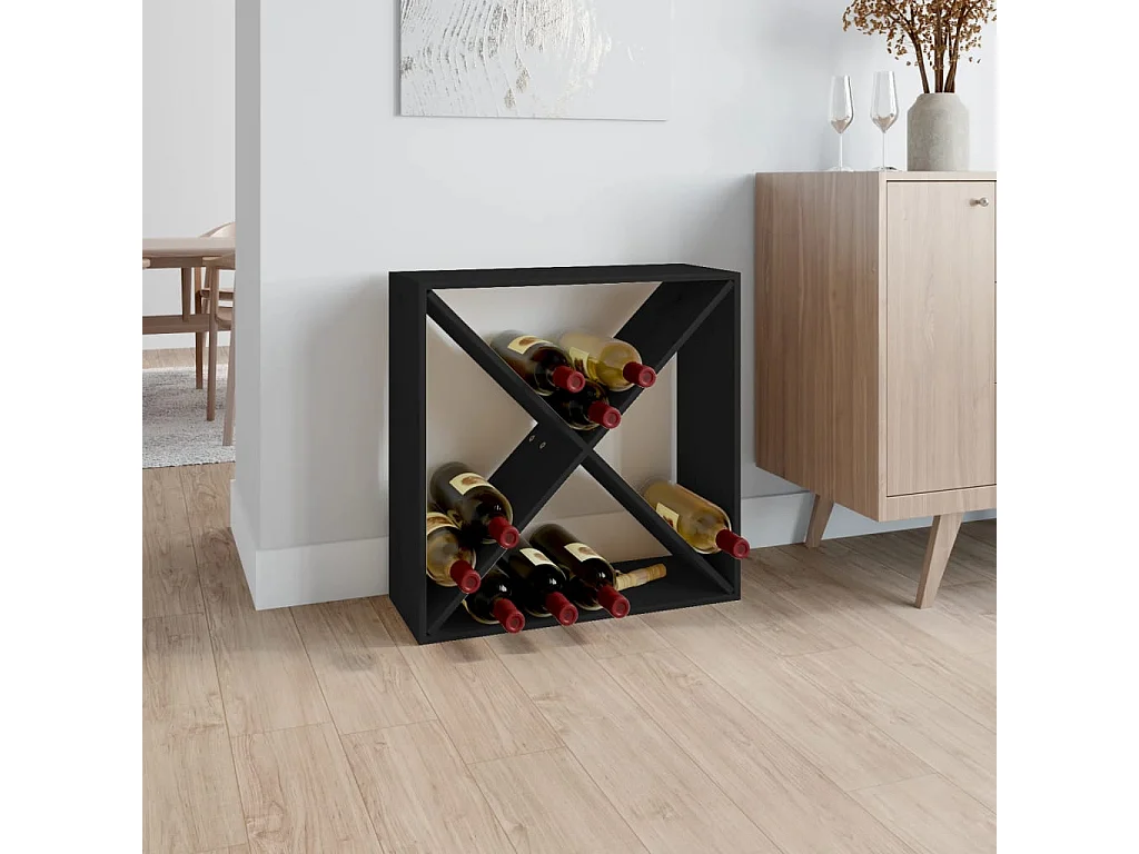 Armoire à vin Noir 62x25x62 cm Bois de pin massif FR38088